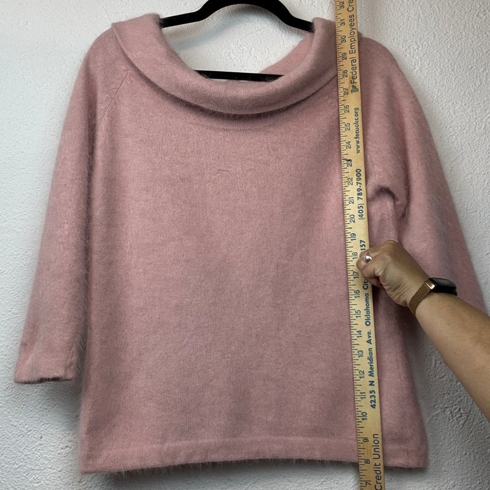 Hillard & Hanson 53% Angora Rabbit Hair Cowl Neck Sweater - L - Pink Coquette - Picture 2 of 11